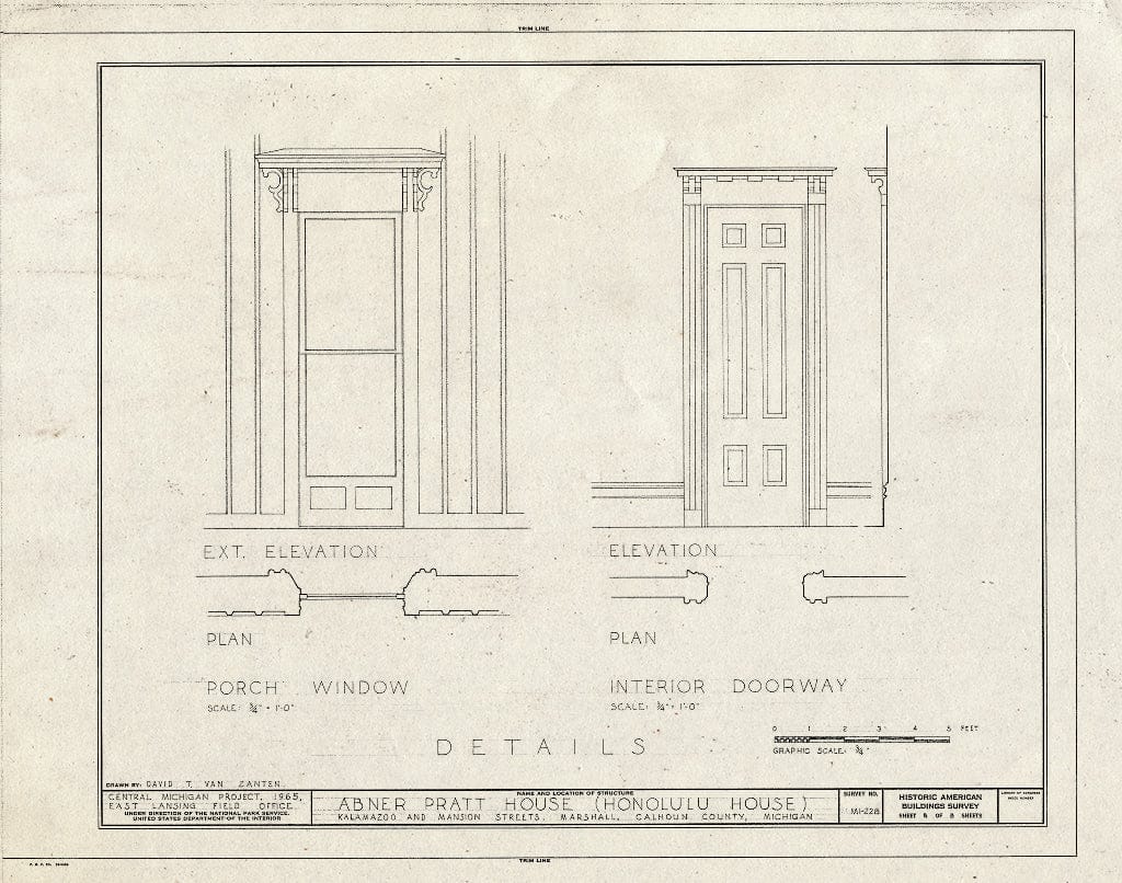 Blueprint HABS MICH,13-Marsh,13- (Sheet 8 of 8) - Abner Pratt House, 107 North Kalamazoo Avenue, Marshall, Calhoun County, MI