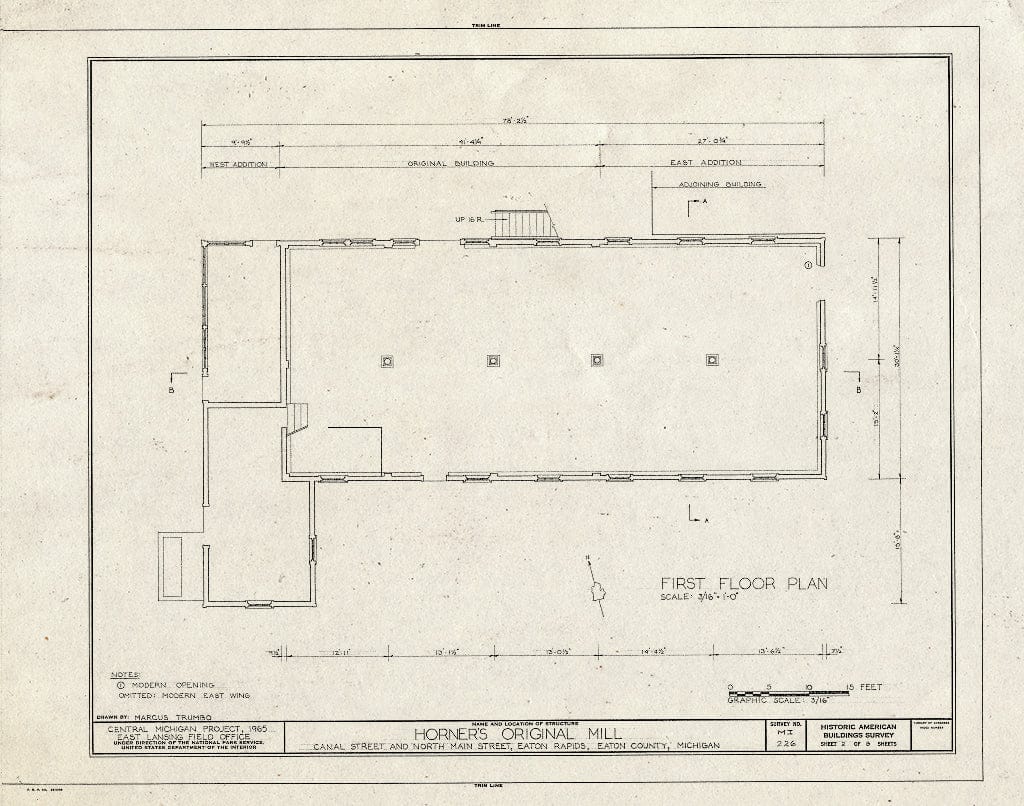 Blueprint HABS MICH,23-EATRA,1- (Sheet 2 of 8) - John & William Gallery Mill, Canal & North Main Streets, Eaton Rapids, Eaton County, MI
