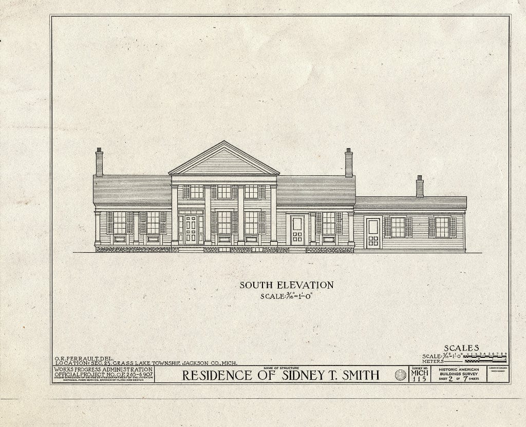 Blueprint HABS MICH,38-GRALA.V,2- (Sheet 2 of 7) - Sidney T. Smith House, Michigan Avenue (U.S. Route 12), Grass Lake, Jackson County, MI