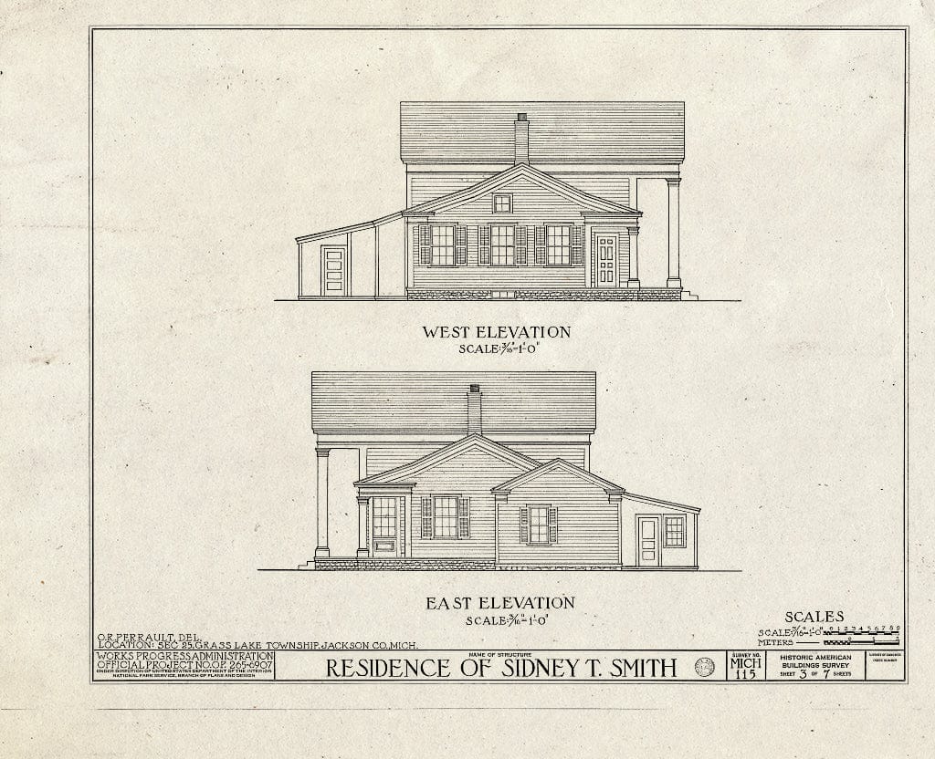 Blueprint HABS MICH,38-GRALA.V,2- (Sheet 3 of 7) - Sidney T. Smith House, Michigan Avenue (U.S. Route 12), Grass Lake, Jackson County, MI