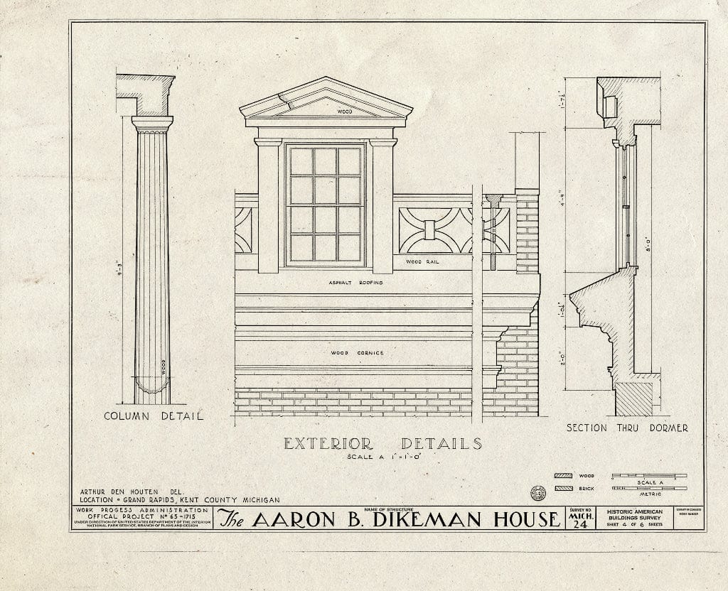 Blueprint HABS MICH,41-GRARA,6- (Sheet 4 of 6) - Aaron B. Dikeman House, 302 Fulton Street Southeast, Grand Rapids, MI