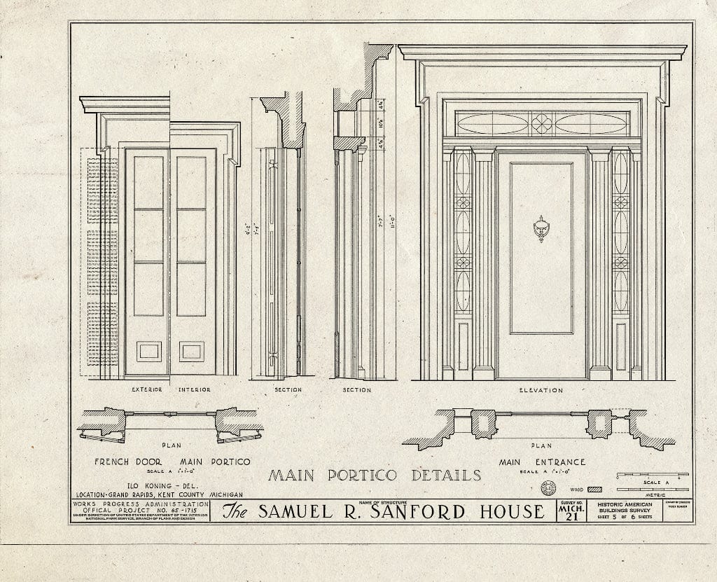 Blueprint HABS MICH,41-GRARA,3- (Sheet 5 of 6) - Samuel Sanford House, 540 Cherry Street, Grand Rapids, MI
