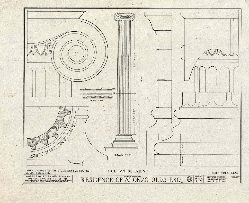 Blueprint HABS MICH,47-Rush,1- (Sheet 6 of 7) - Alonzo Olds House, 10084 Rushton Road, Rushton, Livingston County, MI