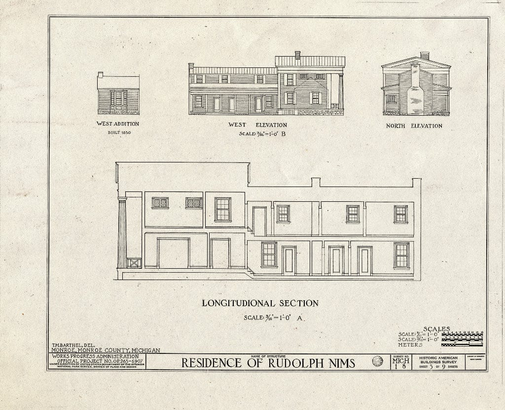 Blueprint HABS MICH,58-Monro,2- (Sheet 5 of 9) - Rudolph Nims House, 206 West Noble Street, Monroe, Monroe County, MI