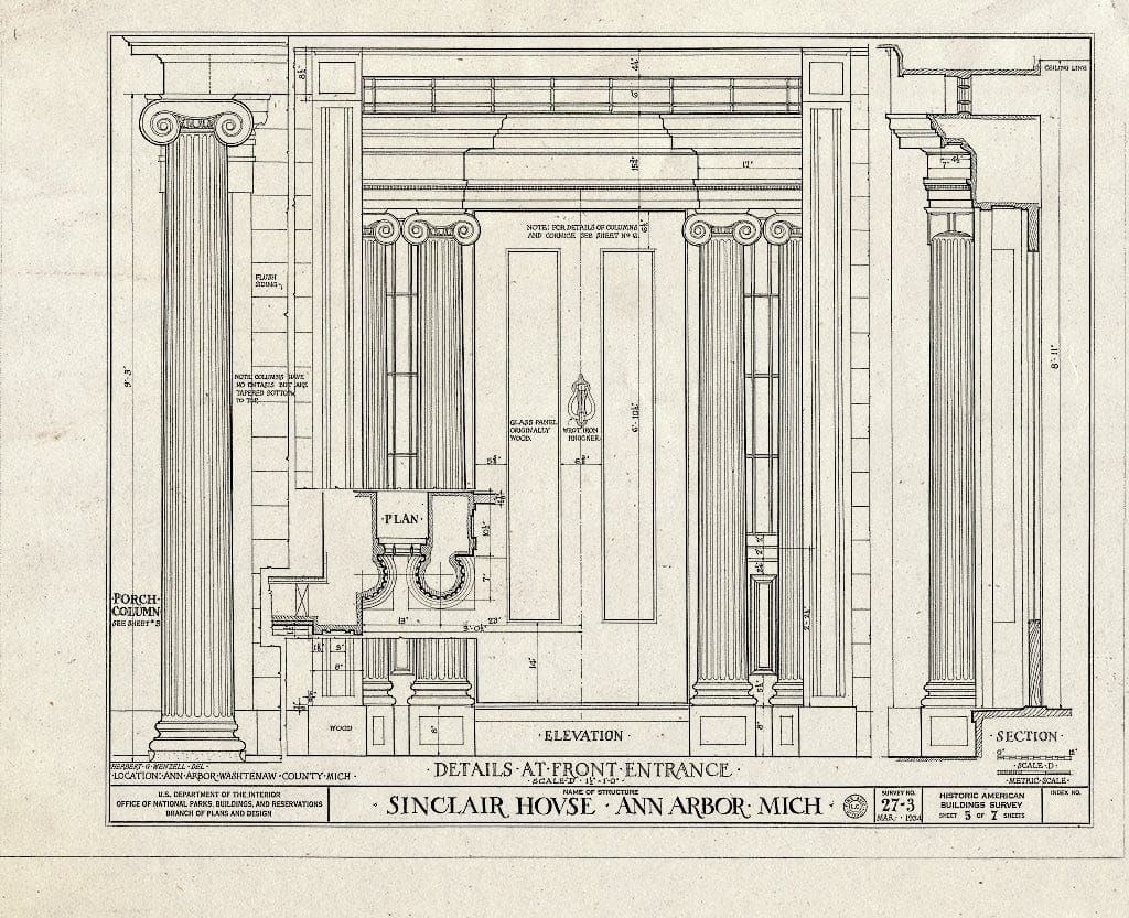 Blueprint HABS MICH,81-Anar,2- (Sheet 5 of 7) - Sinclair House, 1223 Pontiac Street, Ann Arbor, Washtenaw County, MI