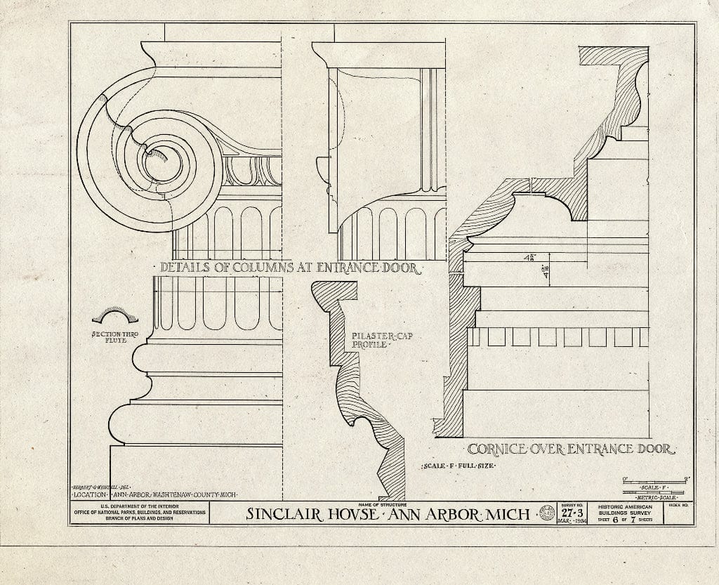 Blueprint HABS MICH,81-Anar,2- (Sheet 6 of 7) - Sinclair House, 1223 Pontiac Street, Ann Arbor, Washtenaw County, MI