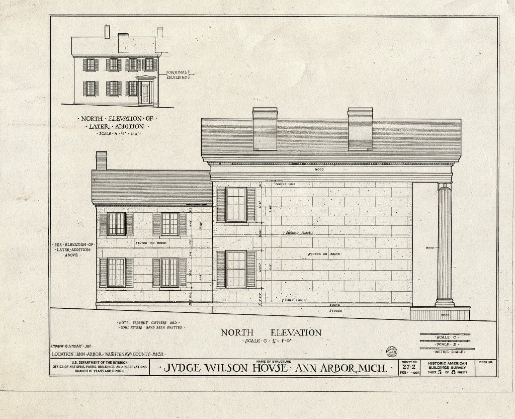 Blueprint HABS MICH,81-Anar,1- (Sheet 5 of 8) - Judge R. S. Wilson House, East Ann & North Division Streets, Ann Arbor, Washtenaw County, MI