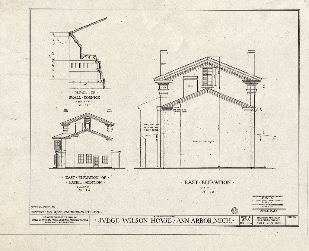 Blueprint HABS MICH,81-Anar,1- (Sheet 6 of 8) - Judge R. S. Wilson House, East Ann & North Division Streets, Ann Arbor, Washtenaw County, MI