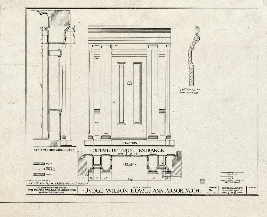 Blueprint HABS MICH,81-Anar,1- (Sheet 7 of 8) - Judge R. S. Wilson House, East Ann & North Division Streets, Ann Arbor, Washtenaw County, MI