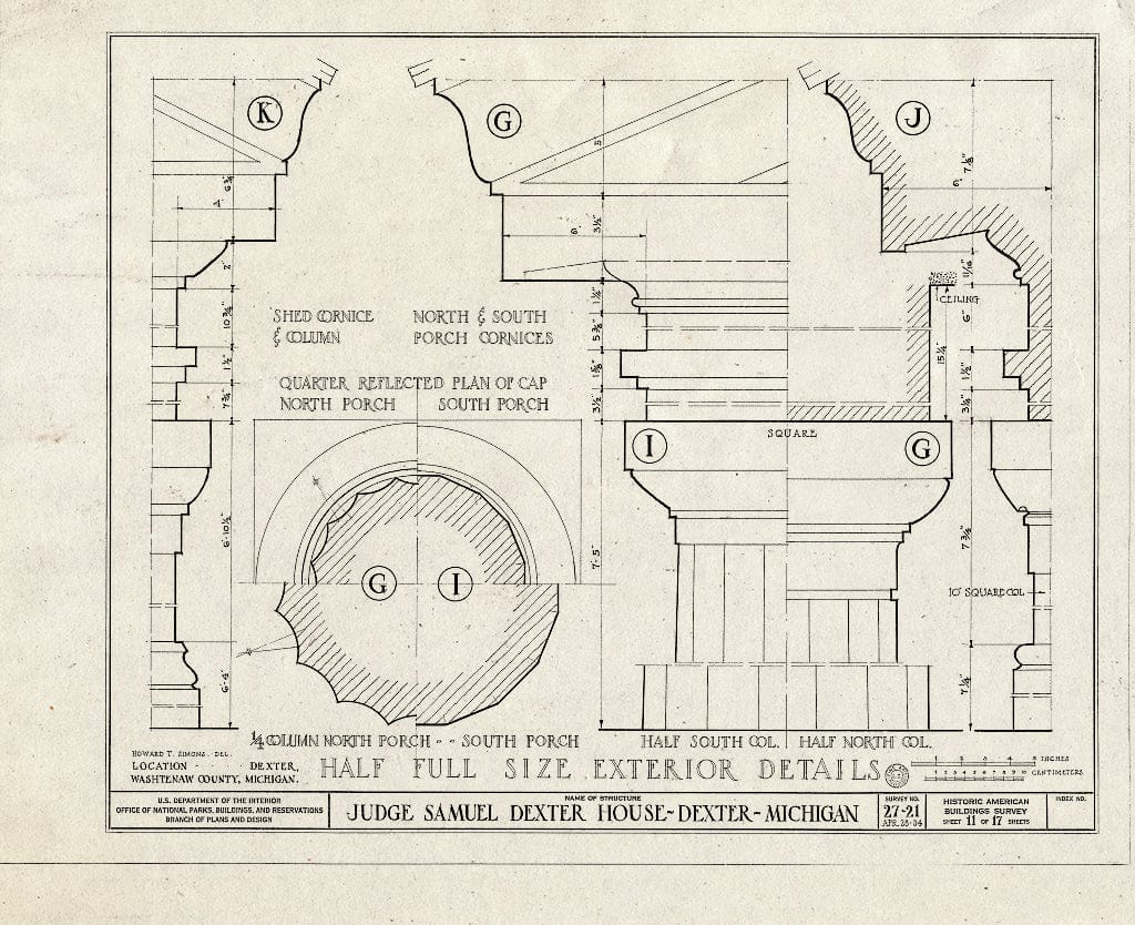 Blueprint HABS MICH,81-DEX.V,1- (Sheet 11 of 17) - Judge Samuel Dexter Country House, 8401 Ann Arbor Street, Dexter, Washtenaw County, MI