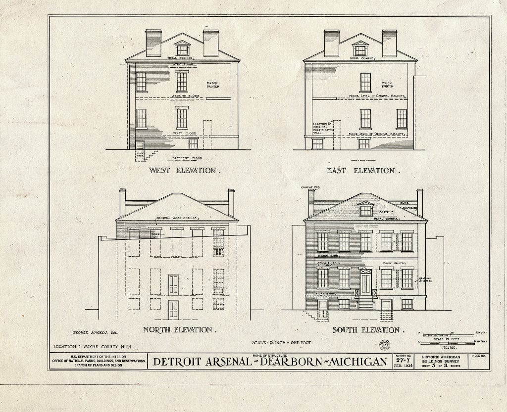 Blueprint HABS MICH,82-DERB,1- (Sheet 3 of 11) - Detroit Arsenal, Michigan Avenue & Monroe Boulevard, Dearborn, MI