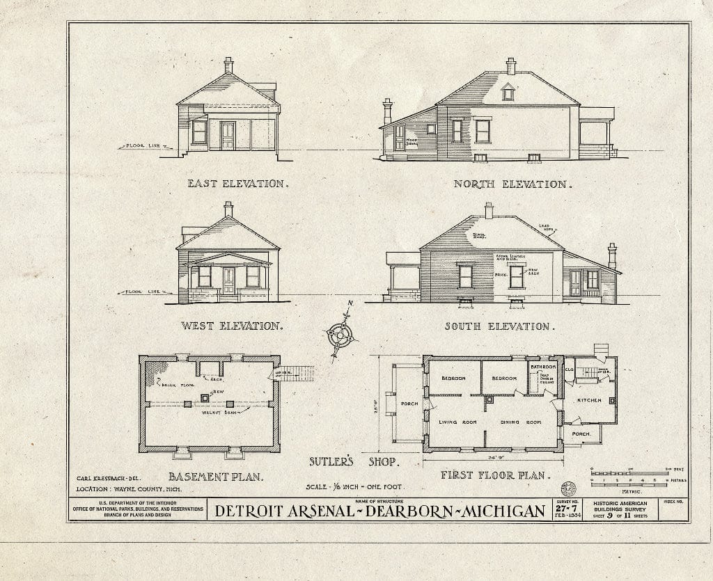 Blueprint HABS MICH,82-DERB,1- (Sheet 9 of 11) - Detroit Arsenal, Michigan Avenue & Monroe Boulevard, Dearborn, MI
