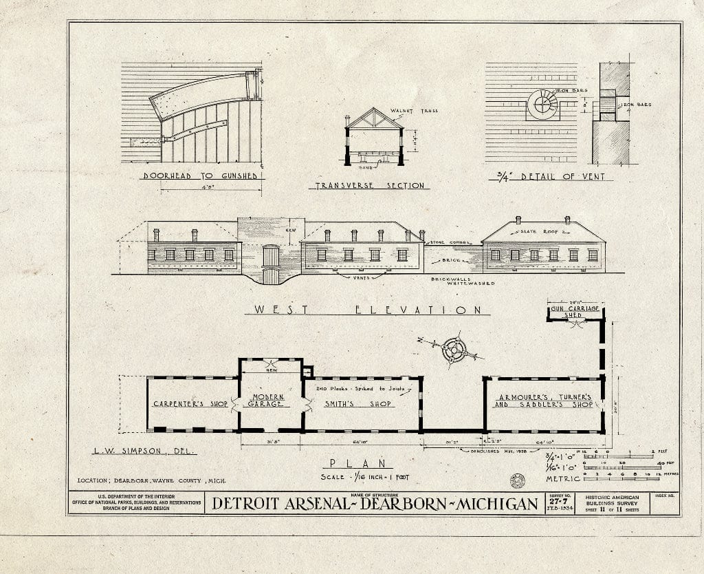 Blueprint HABS MICH,82-DERB,1- (Sheet 11 of 11) - Detroit Arsenal, Michigan Avenue & Monroe Boulevard, Dearborn, MI