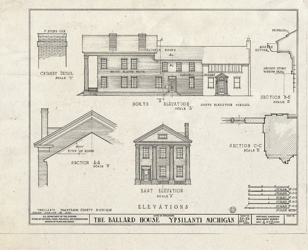 Blueprint HABS MICH,81-YPSI,1- (Sheet 4 of 12) - Ballard House, 125 North Huron Street, Ypsilanti, Washtenaw County, MI