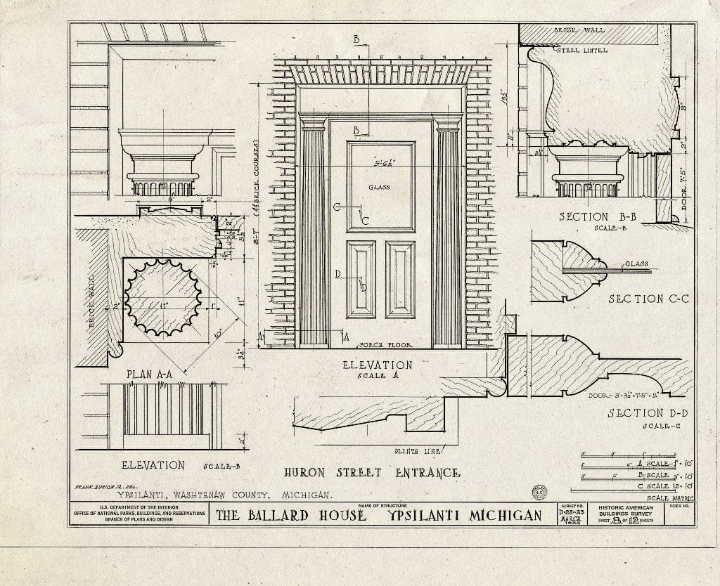 Blueprint HABS MICH,81-YPSI,1- (Sheet 8 of 12) - Ballard House, 125 North Huron Street, Ypsilanti, Washtenaw County, MI