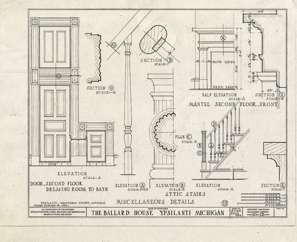 Blueprint HABS MICH,81-YPSI,1- (Sheet 10 of 12) - Ballard House, 125 North Huron Street, Ypsilanti, Washtenaw County, MI