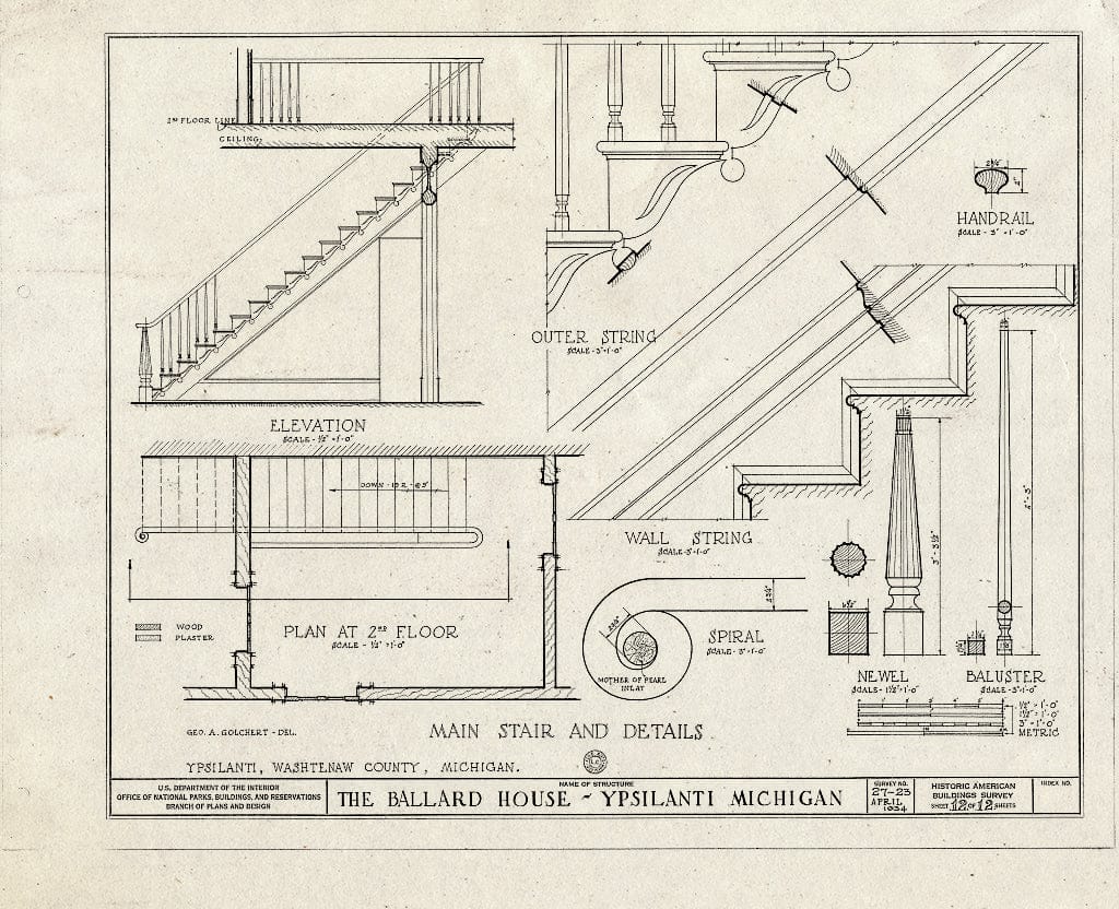 Blueprint HABS MICH,81-YPSI,1- (Sheet 12 of 12) - Ballard House, 125 North Huron Street, Ypsilanti, Washtenaw County, MI