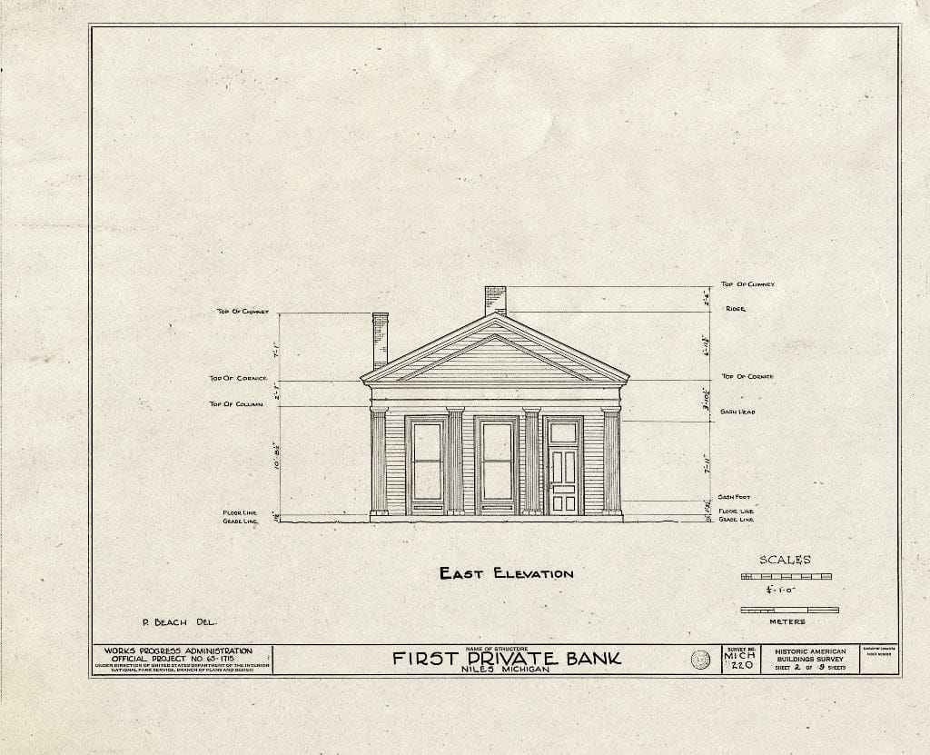 Blueprint HABS MICH,11-NI,1- (Sheet 2 of 9) - First Private Bank, 212 West Third Street, Niles, Berrien County, MI