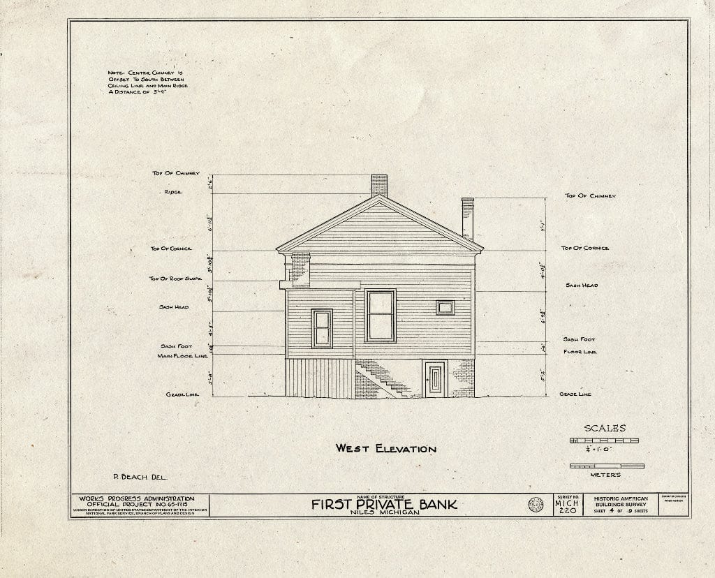 Blueprint HABS MICH,11-NI,1- (Sheet 4 of 9) - First Private Bank, 212 West Third Street, Niles, Berrien County, MI