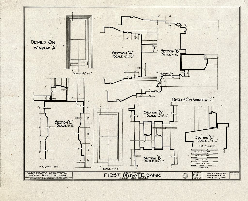 Blueprint HABS MICH,11-NI,1- (Sheet 9 of 9) - First Private Bank, 212 West Third Street, Niles, Berrien County, MI
