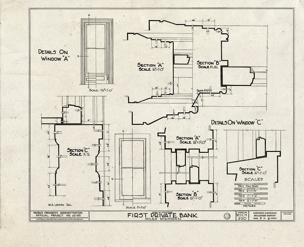Blueprint HABS MICH,11-NI,1- (Sheet 9 of 9) - First Private Bank, 212 West Third Street, Niles, Berrien County, MI