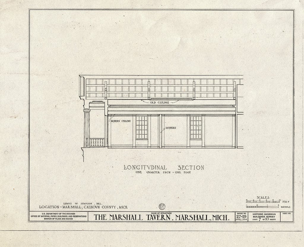 Blueprint HABS MICH,13-Marsh,2- (Sheet 7 of 10) - Marshall Tavern, Michigan Avenue & Eagle Street, Marshall, Calhoun County, MI