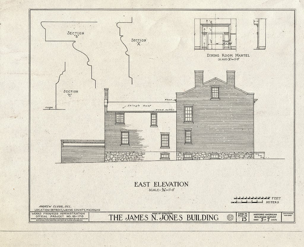 Blueprint HABS MICH,82-DETRO,4- (Sheet 5 of 7) - James N. Jones House, 1460 East Jefferson Avenue, Detroit, MI
