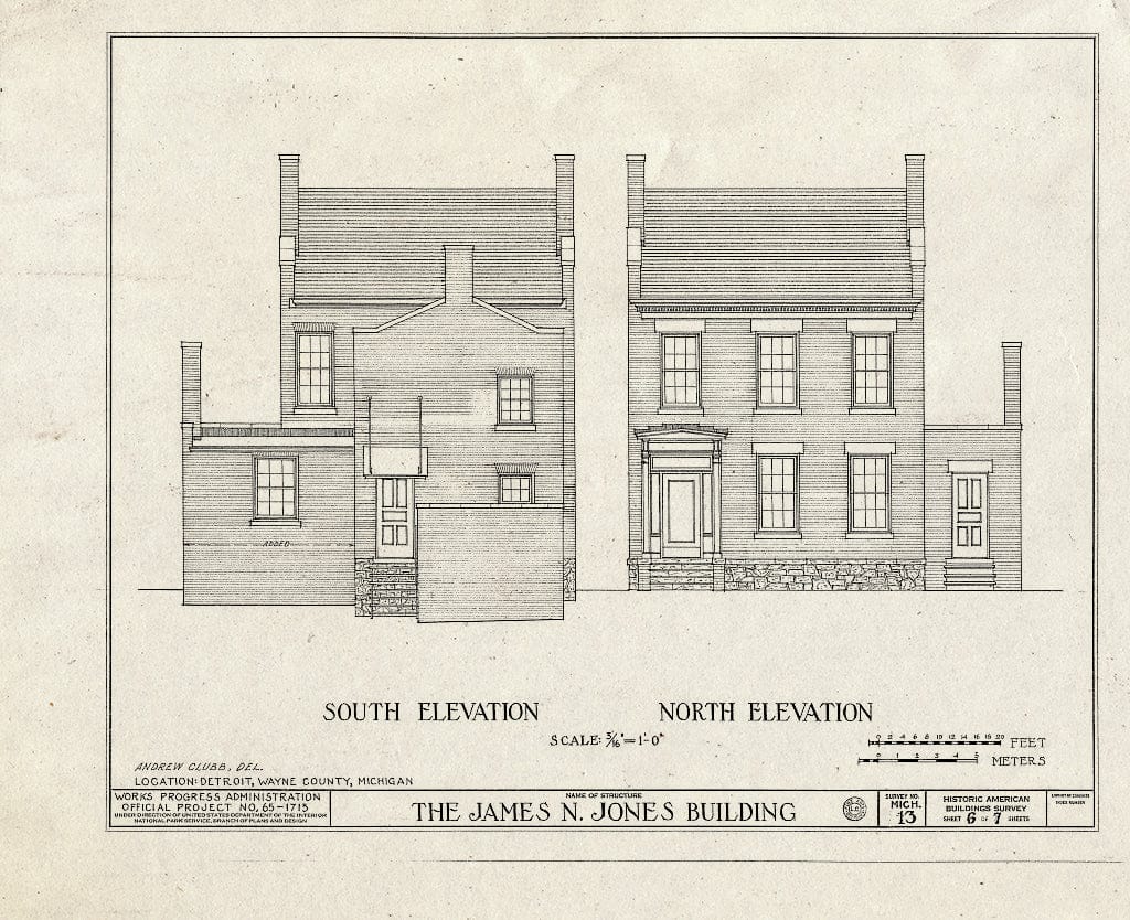 Blueprint HABS MICH,82-DETRO,4- (Sheet 6 of 7) - James N. Jones House, 1460 East Jefferson Avenue, Detroit, MI