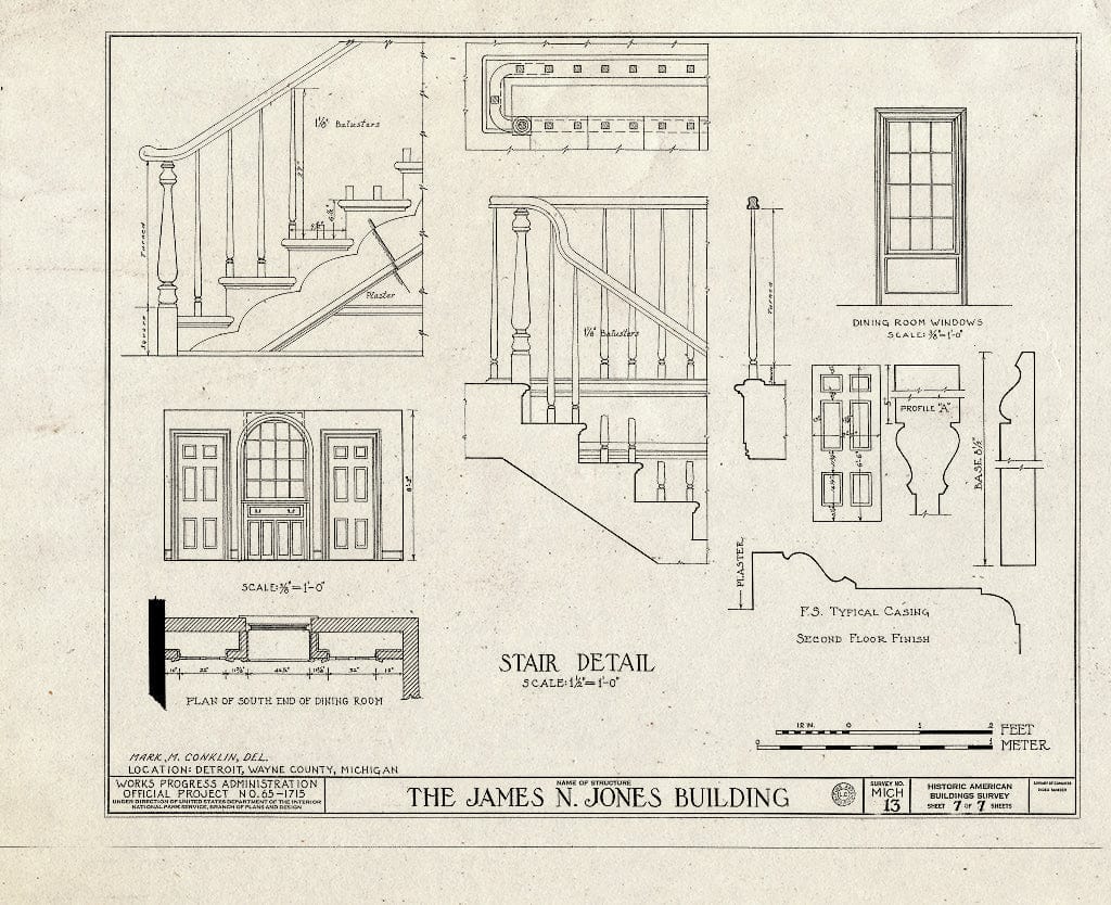 Blueprint HABS MICH,82-DETRO,4- (Sheet 7 of 7) - James N. Jones House, 1460 East Jefferson Avenue, Detroit, MI