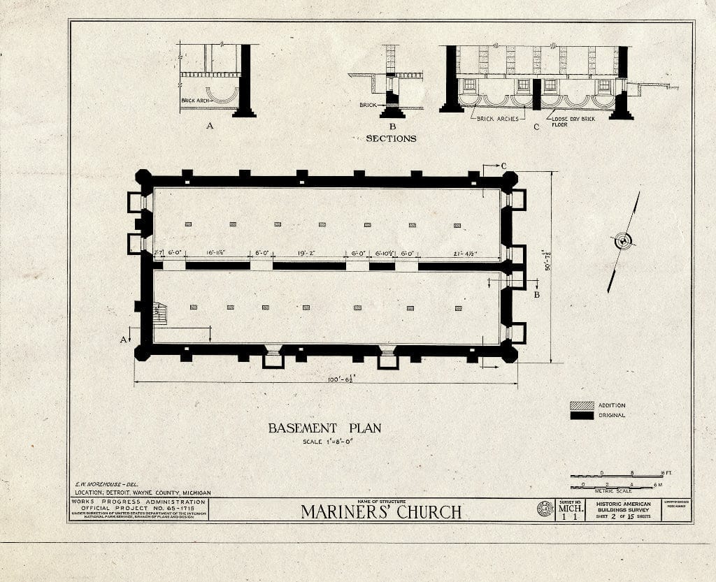 Blueprint HABS MICH,82-DETRO,3- (Sheet 2 of 15) - Mariner's Church, Woodward Avenue, 6 Woodbridge Street, Detroit, MI