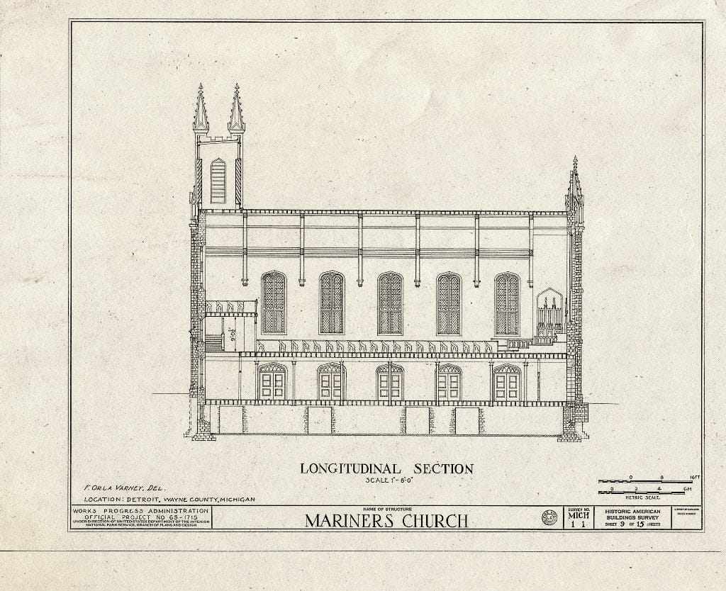 Blueprint HABS MICH,82-DETRO,3- (Sheet 9 of 15) - Mariner's Church, Woodward Avenue, 6 Woodbridge Street, Detroit, MI
