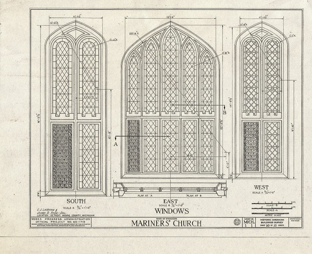 Blueprint HABS MICH,82-DETRO,3- (Sheet 10 of 15) - Mariner's Church, Woodward Avenue, 6 Woodbridge Street, Detroit, MI
