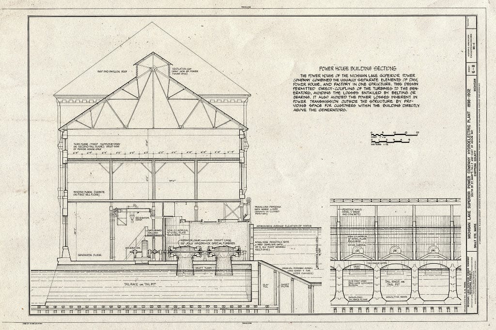 Blueprint HAER MICH,17-SAUMA,1- (Sheet 6 of 8) - Michigan Lake Superior Power Company, Portage Street, Sault Ste. Marie, Chippewa County, MI
