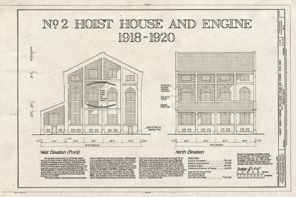 Blueprint HAER MICH,31-HANC,1- (Sheet 12 of 34) - Quincy Mining Company, Hancock, Houghton County, MI