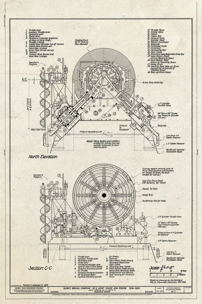 Blueprint HAER MICH,31-HANC,1- (Sheet 15 of 34) - Quincy Mining Company, Hancock, Houghton County, MI