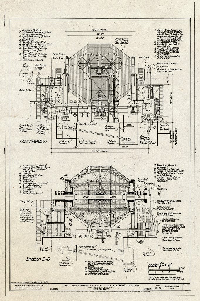 Blueprint HAER MICH,31-HANC,1- (Sheet 16 of 34) - Quincy Mining Company, Hancock, Houghton County, MI