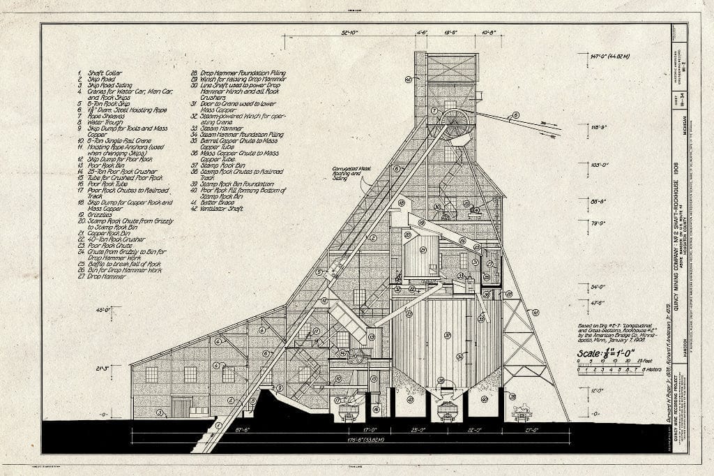 Blueprint HAER MICH,31-HANC,1- (Sheet 19 of 34) - Quincy Mining Company, Hancock, Houghton County, MI