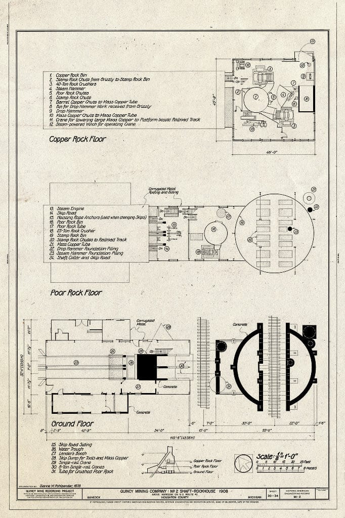 Blueprint HAER MICH,31-HANC,1- (Sheet 20 of 34) - Quincy Mining Company, Hancock, Houghton County, MI