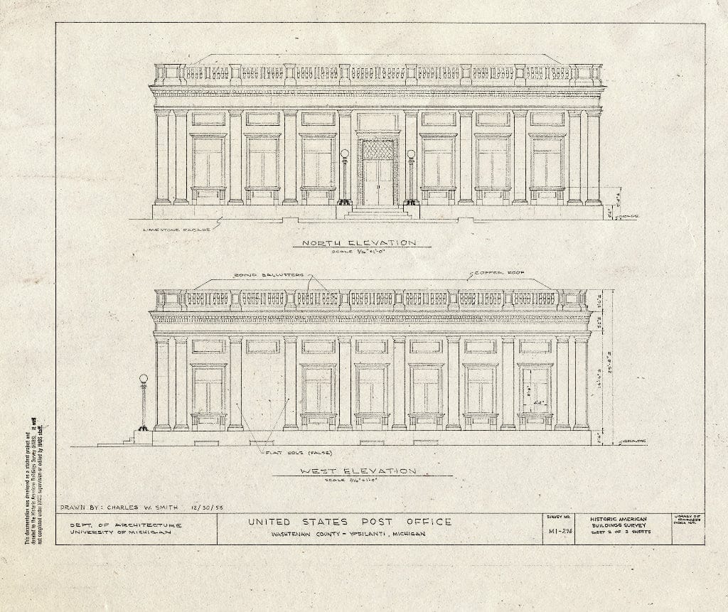 Blueprint HABS MICH,81-YPSI,3- (Sheet 2 of 3) - U. S. Post Office, Ypsilanti, Washtenaw County, MI