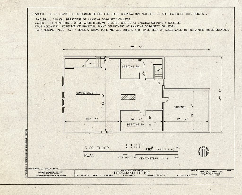 Blueprint HABS MICH,33-LAN,2- (Sheet 5 of 10) - Herrmann House, 520 North Capitol Avenue, Lansing, Ingham County, MI