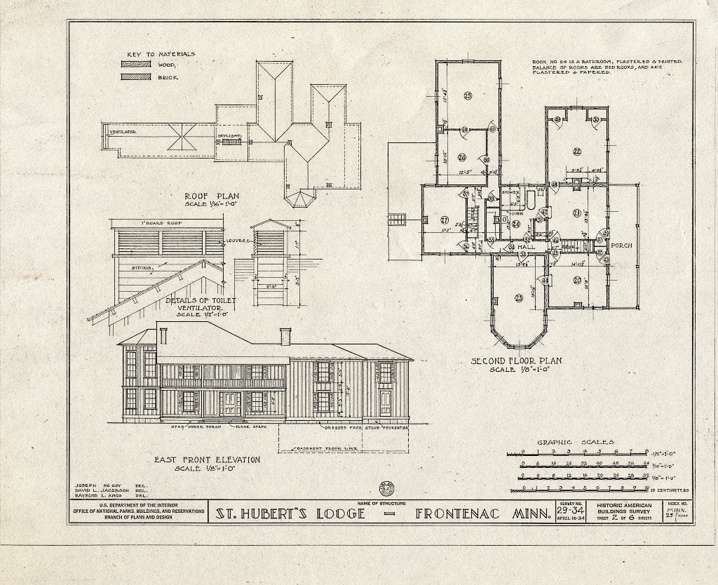 Blueprint HABS MINN,25-Front,1- (Sheet 2 of 6) - St. Hubert's Lodge, Garrard Avenue, Frontenac, Goodhue County, MN