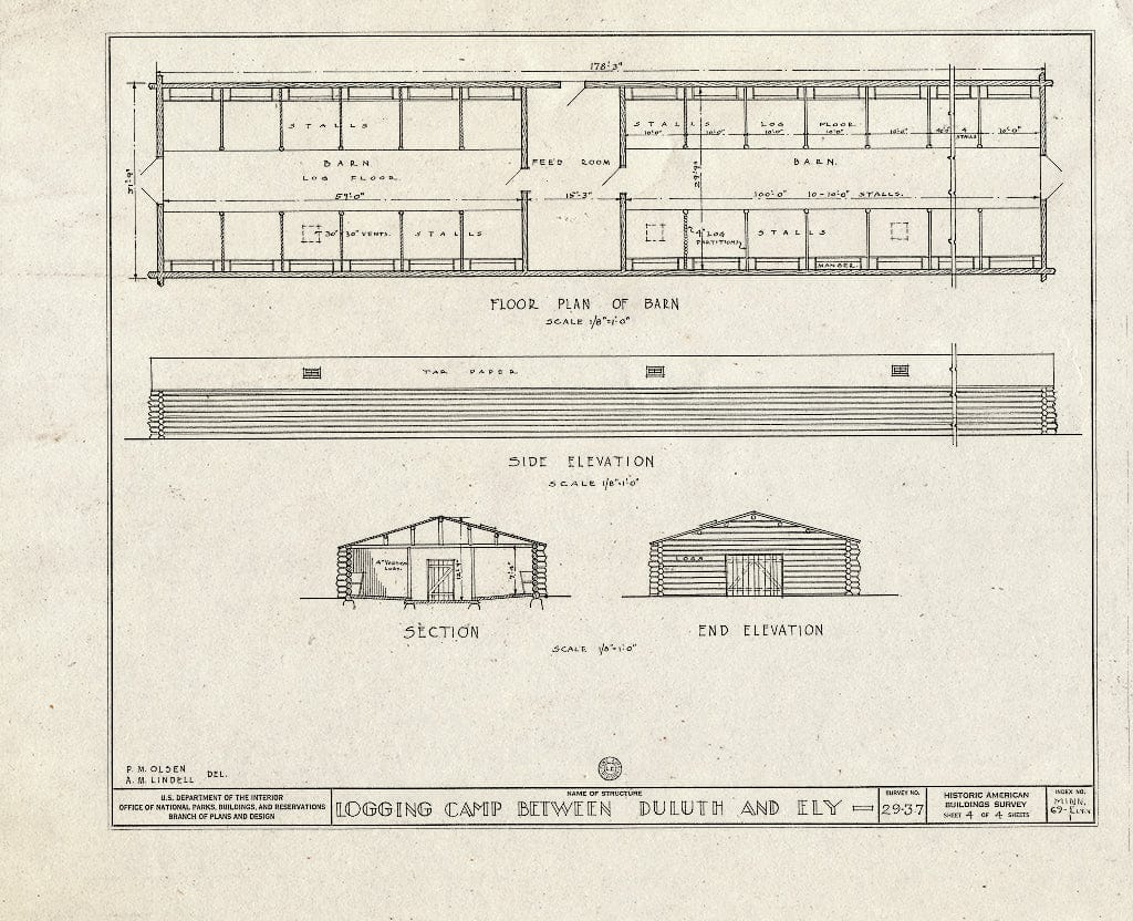 Blueprint HABS MINN,69-ELY.V,1- (Sheet 4 of 4) - Logging Camp, Ely, St. Louis County, MN