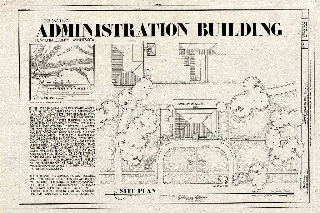 Blueprint HABS MINN,27-FOSNEL,2-L- (Sheet 1 of 9) - Fort Snelling Complex, Administration Building, Taylor Avenue, Minneapolis, Hennepin County, MN
