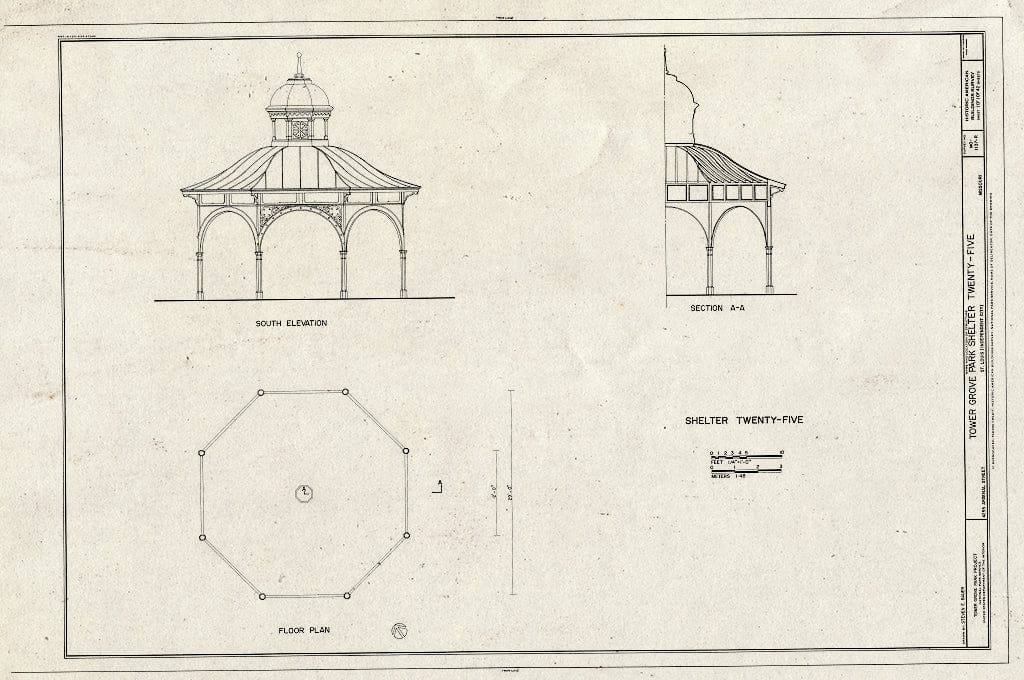 Blueprint HABS MO,96-SALU,46R- (Sheet 1 of 1) - Tower Grove Park, Shelter Twenty-Five, 4255 Arsenal Street, Saint Louis, Independent City, MO