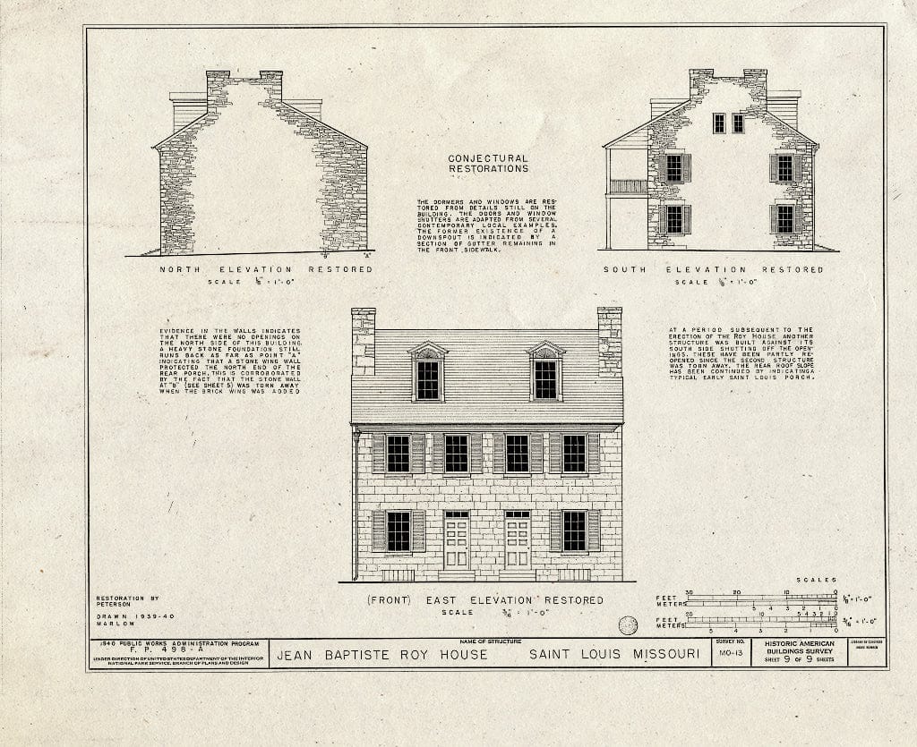 Blueprint HABS MO,96-SALU,16- (Sheet 9 of 9) - Jean Baptiste Roy House, 615 South Second Street, Saint Louis, Independent City, MO