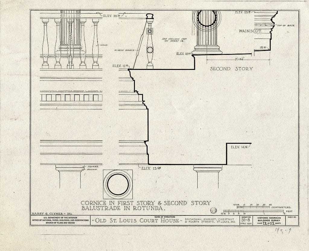Blueprint HABS MO,96-SALU,8- (Sheet 11 of 49) - Old St. Louis Courthouse, Fourth to Broadway, Market to Chestnut Streets, Saint Louis, Independent City, MO