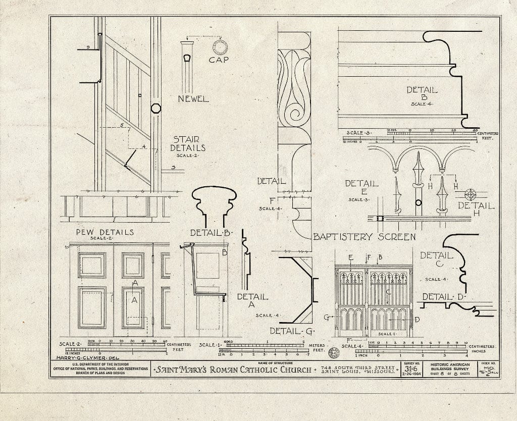 Blueprint HABS MO,96-SALU,6- (Sheet 8 of 8) - St. Mary's Roman Catholic Church, 748 South Third Street, Saint Louis, Independent City, MO