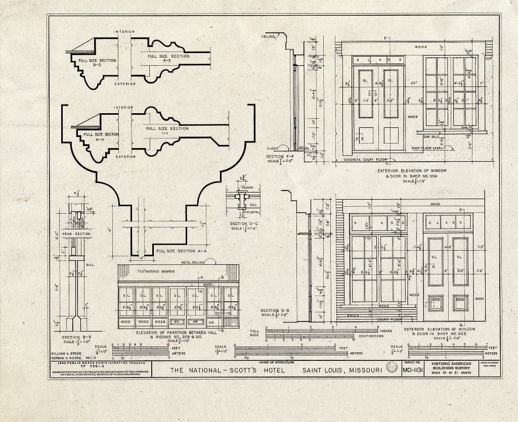 Blueprint HABS MO,96-SALU,43- (Sheet 18 of 21) - St. Louis River Front, New National Hotel, 300 Market Street, Saint Louis, Independent City, MO