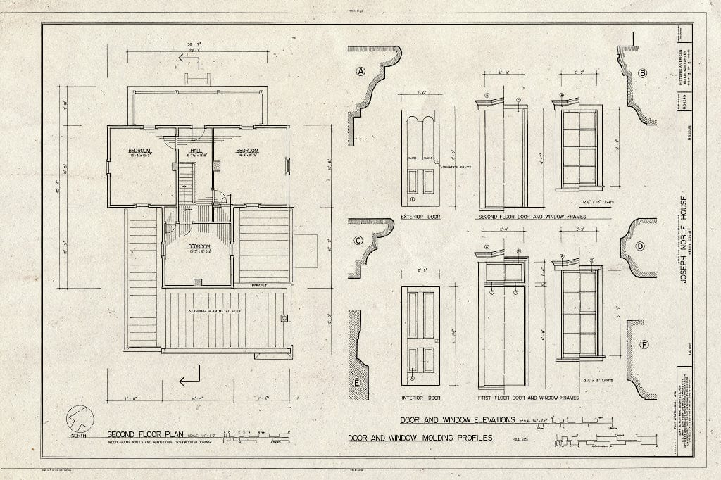Blueprint HABS MO,42-Clint.V,1- (Sheet 3 of 6) - Joseph Noble House, Route EE in Ladue, Clinton, Henry County, MO