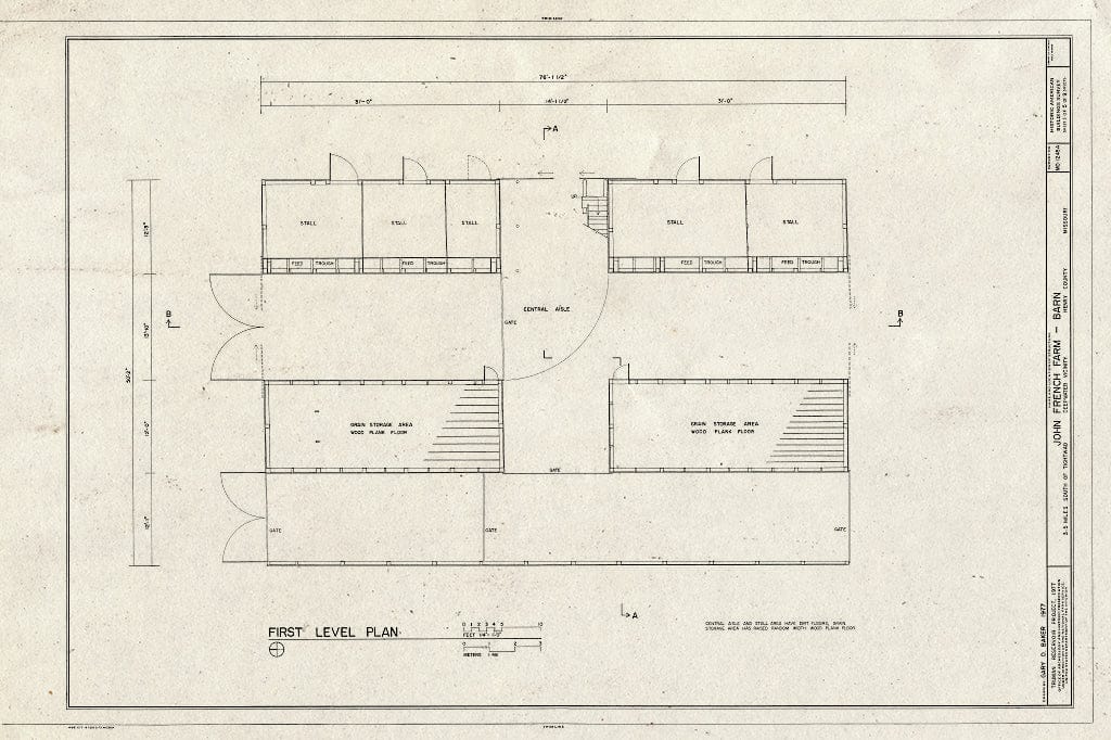Blueprint HABS MO,42-DEEP.V,5A- (Sheet 1 of 5) - John French Barn, South Grand River Vicinity, Deepwater, Henry County, MO
